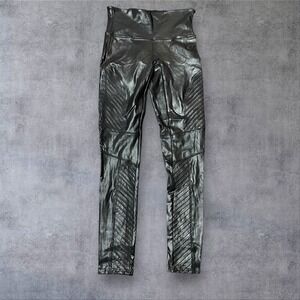 Spanx Faux Leather Moto Leggings Womens M Quilted‎ Details High Rise Shaping